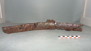 Archaeologists think the one-edged curved sword — a type of saber — dates from a raid on the monastery that took place in the 14th century.