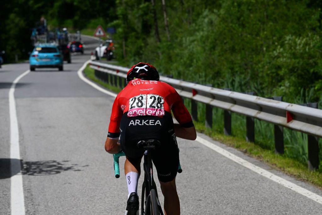 SAPPADA ITALY MAY 24 Alessandro Verre of Italy and Team Arkea BB Hotels competes in the chase group during the 107th Giro dItalia 2024 Stage 19 a 157km stage from Mortegliano to Sappada 1236m UCIWT on May 24 2024 in Sappada Italy Photo by Dario BelingheriGetty Images