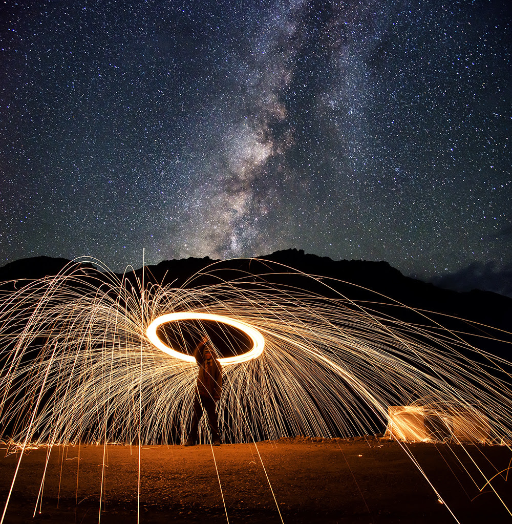 Steel Wool Selfie and Milky Way