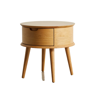 circular wood nightstand