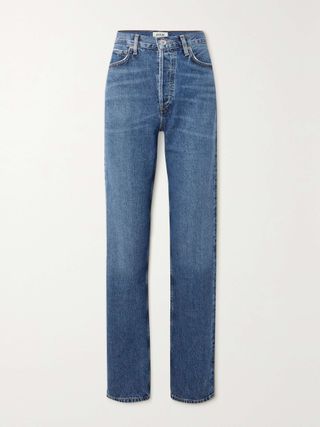 + Net Sustain 90's Pinch Waist Long High-Rise Straight-Leg Organic Jeans