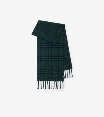 Check Cashmere Blend Scarf in Dark Green | Burberry® Official