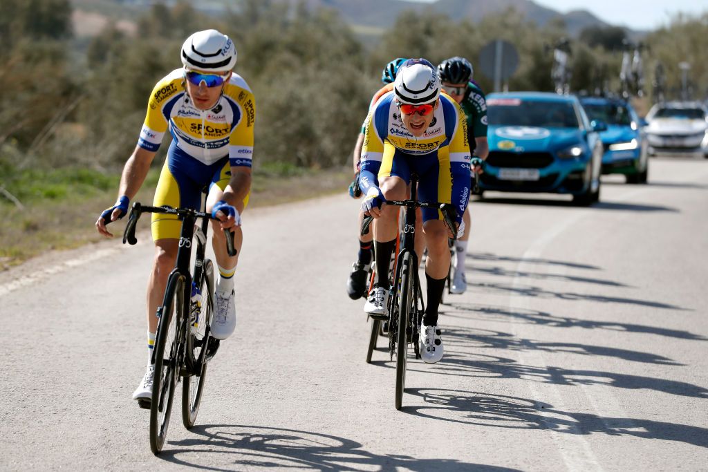 IZNAJAR SPAIN FEBRUARY 16 Rune Herregodts of Belgium and Team Sport Vlaanderen Baloise competes in the breakaway during the 68th Vuelta A Andalucia Ruta Del Sol 2022 Stage 1 a 2007km at stage from Ubrique to Iznjar 514m 68RdS on February 16 2022 in Iznjar Spain Photo by Bas CzerwinskiGetty Images