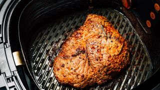 Steak cooked in an air fryer