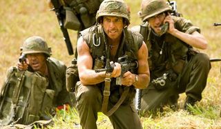 Tropic Thunder Robert Downey Jr Ben Stiller Jay Baruchel filming a Vietnam scene