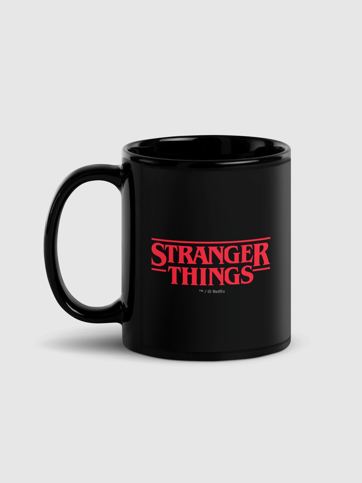Stranger Things Personalized Black Mug Upside Down- Black / 11 Oz