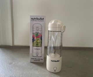 Nutribullet Portable Blender with its box on the countertop