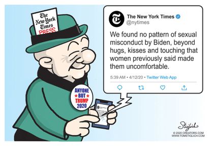 Editorial Cartoon U.S. New York Times minimizes Bidens sexual harassment tweets