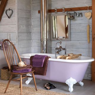 bathroom with peg rail and quaker chair