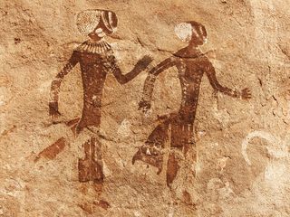 Famose pitture rupestri preistoriche di Tassili N'Ajjer, Algeria.