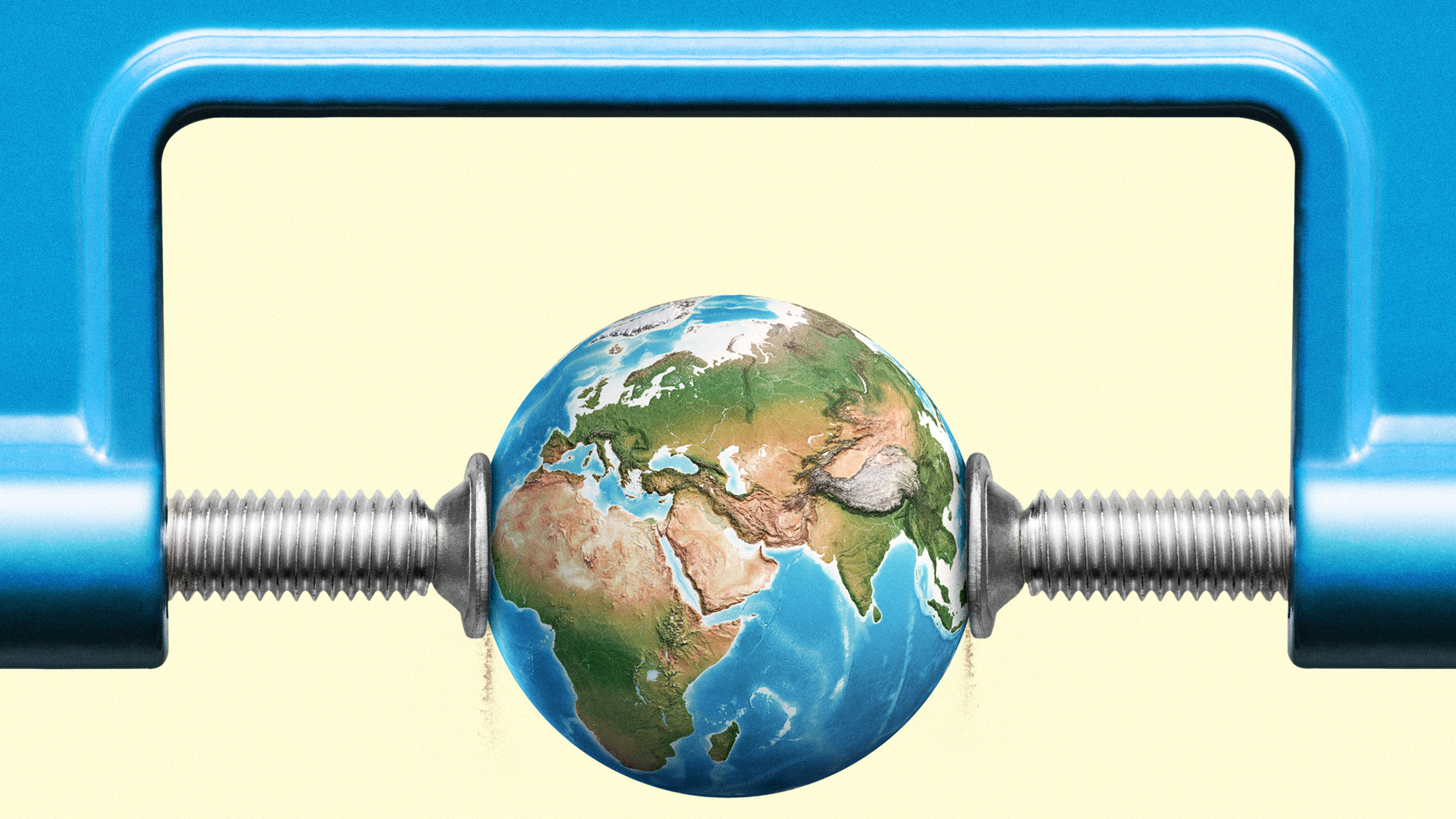 Illustration of a clamp squeezing the globe