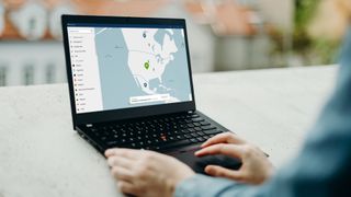 NordVPN being used on a Windows laptop