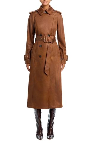 Faux Leather Trench Coat