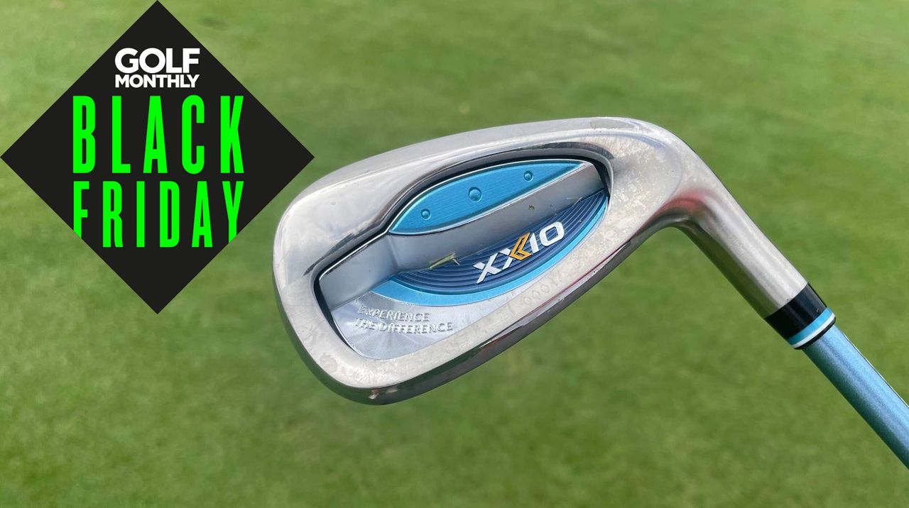 The XXIO 13 Irons on a green background