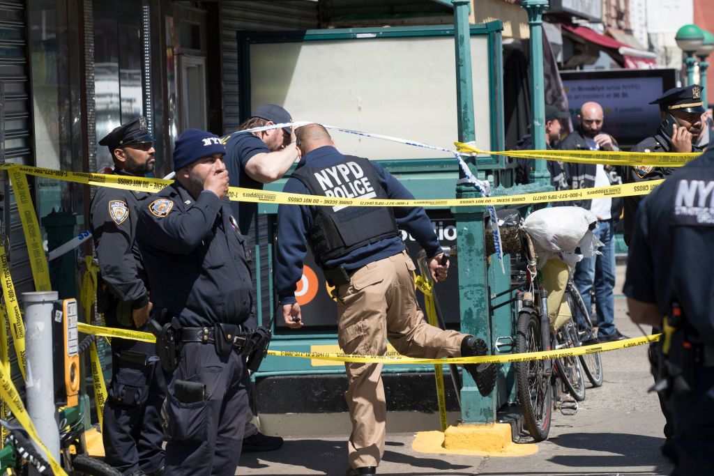 Police in Sunset Park, Brooklyn.