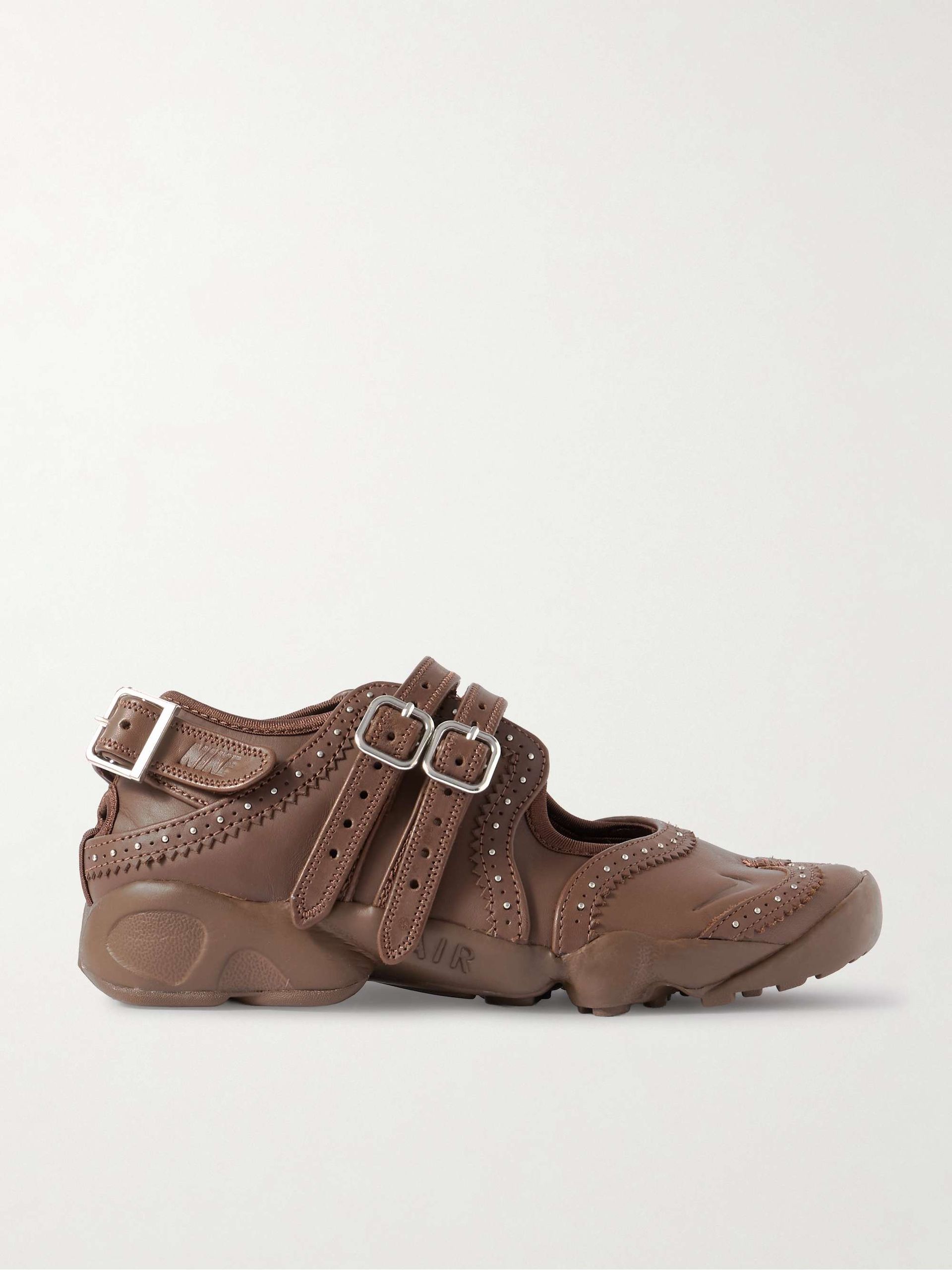 Air Rift Embellished Leather Split-Toe Sneakers