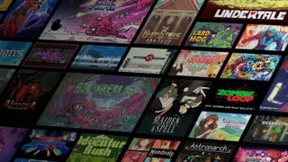 A mix of game brands and names on a collage for a GameMaker promo