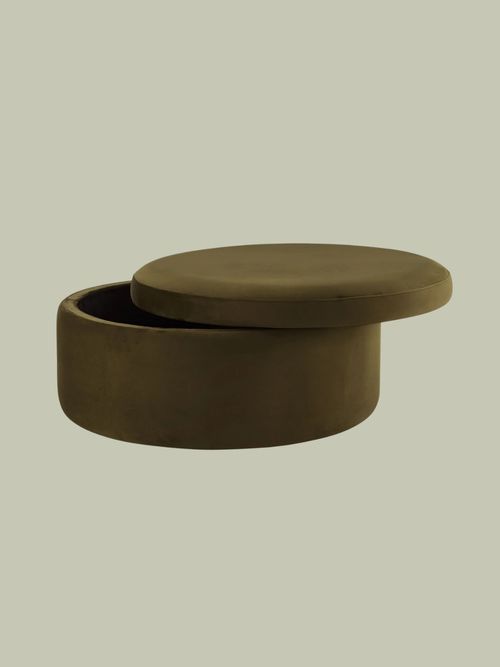 Stockton Round Storage Pouffe - Rich Green