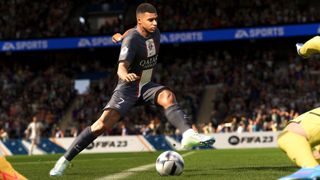 A player dribbling the ball in FIFA 23