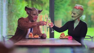 Two monster costumed daters on a date in Sexy beasts season 2