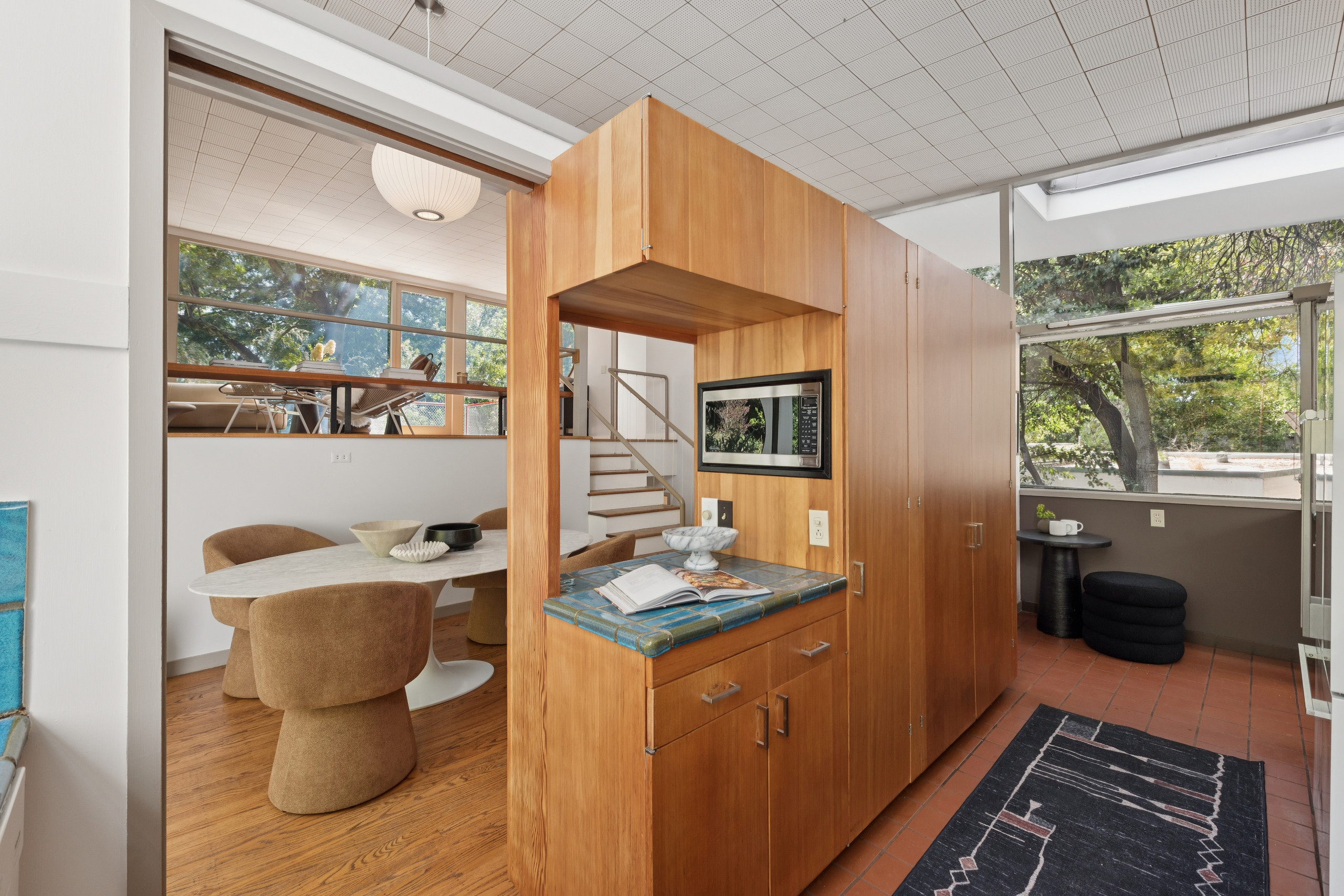 The kitchen on the upper floor