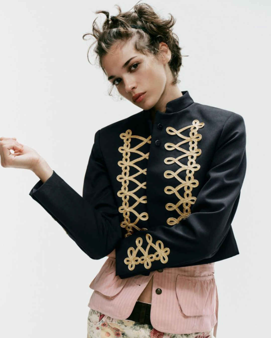 ZARA, Cropped Frog Fastening Blazer