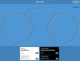 An overlay of two bike frames on a blue background