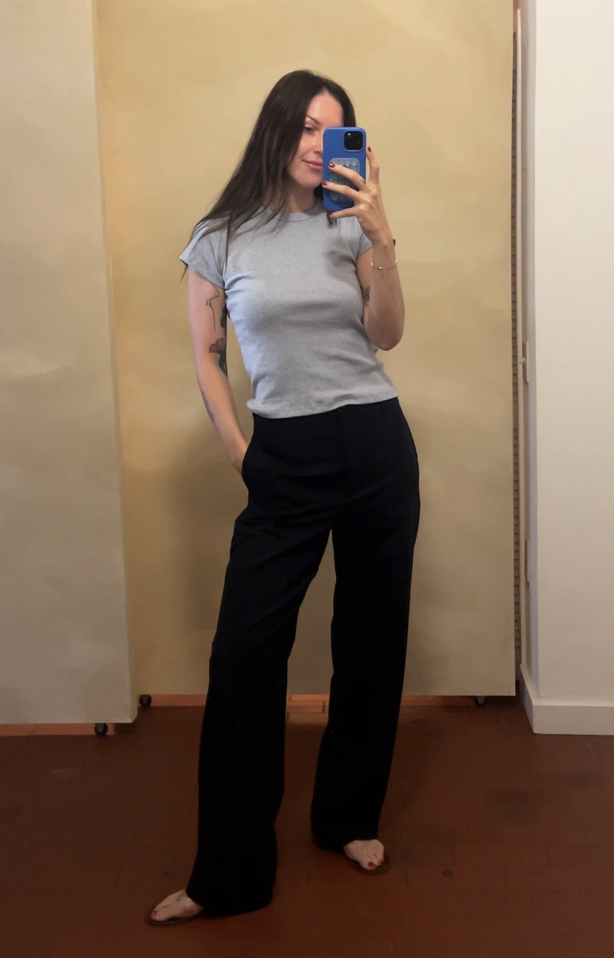 Personal stylist Anna Baldwin modeling pants.