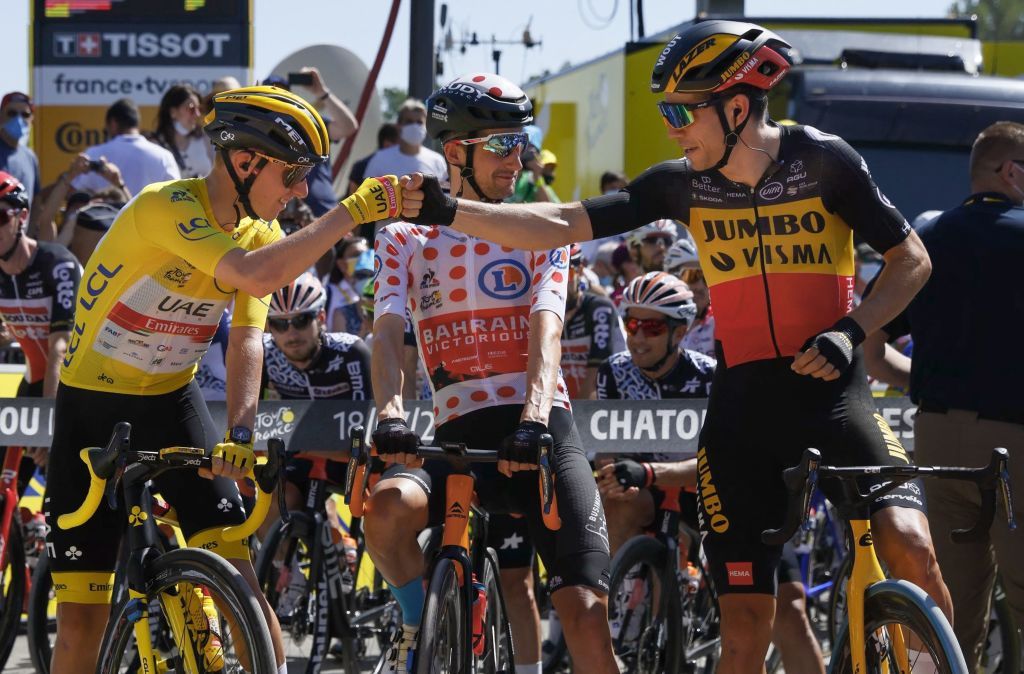 Tadej Pogacar and Wout van Aert at the 2021 Tour de France