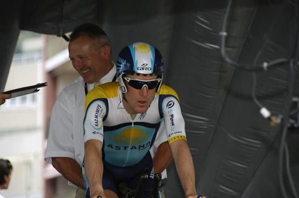 Levi Leipheimer (Astana) prepares to start his time trial.