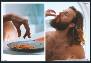 Torbjørn Rødlan image of man eating spaghetti
