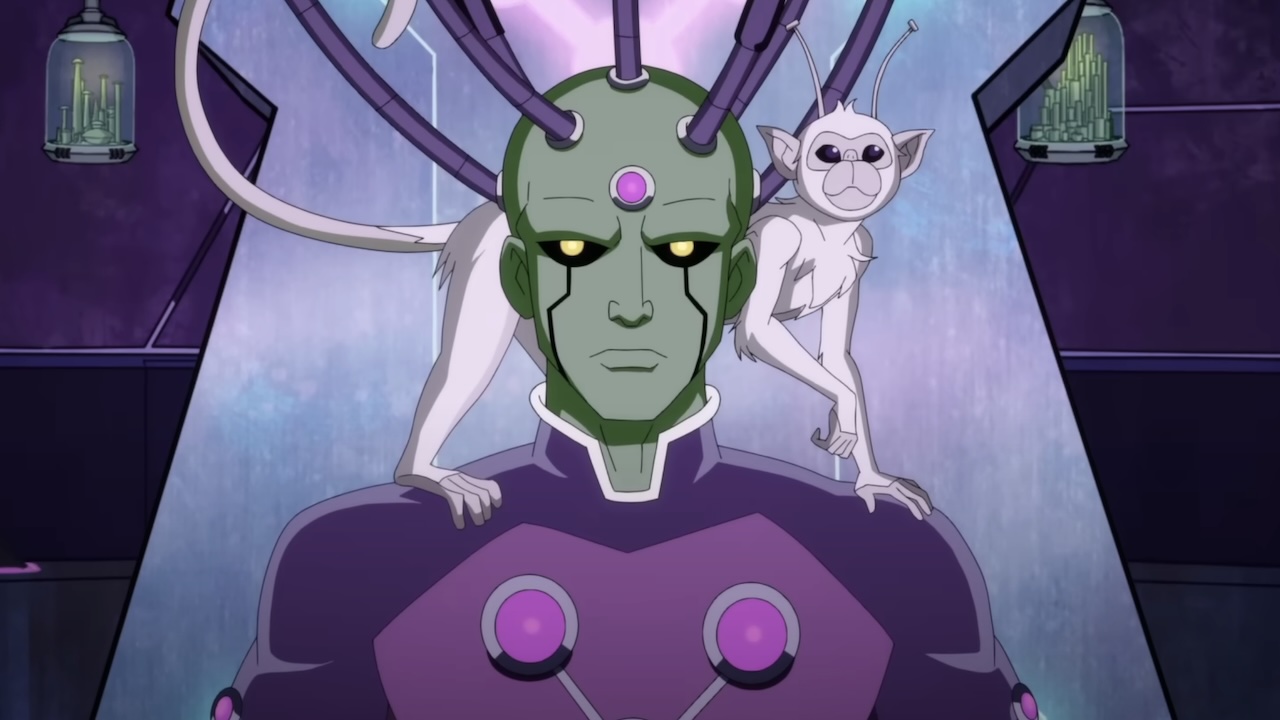Brainiac with monkey on shoulders in Harley Quinn Season 5