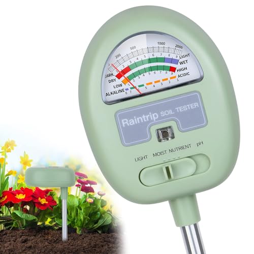 Soil Moisture Meter, 4-In-1 Moisture Meter for Plants, Tester for Moist, Light,nutrients, Ph, Soil Test Kit, Great for Garden, Lawn, Farm, Indoor &amp;amp; Outdoor Use, No Battery Required