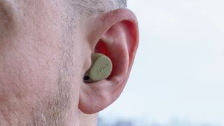 Close-up of Jabra Elite 8 Active Gen 2 earbud in ear.