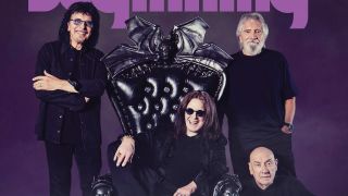 Black Sabbath against a purple background