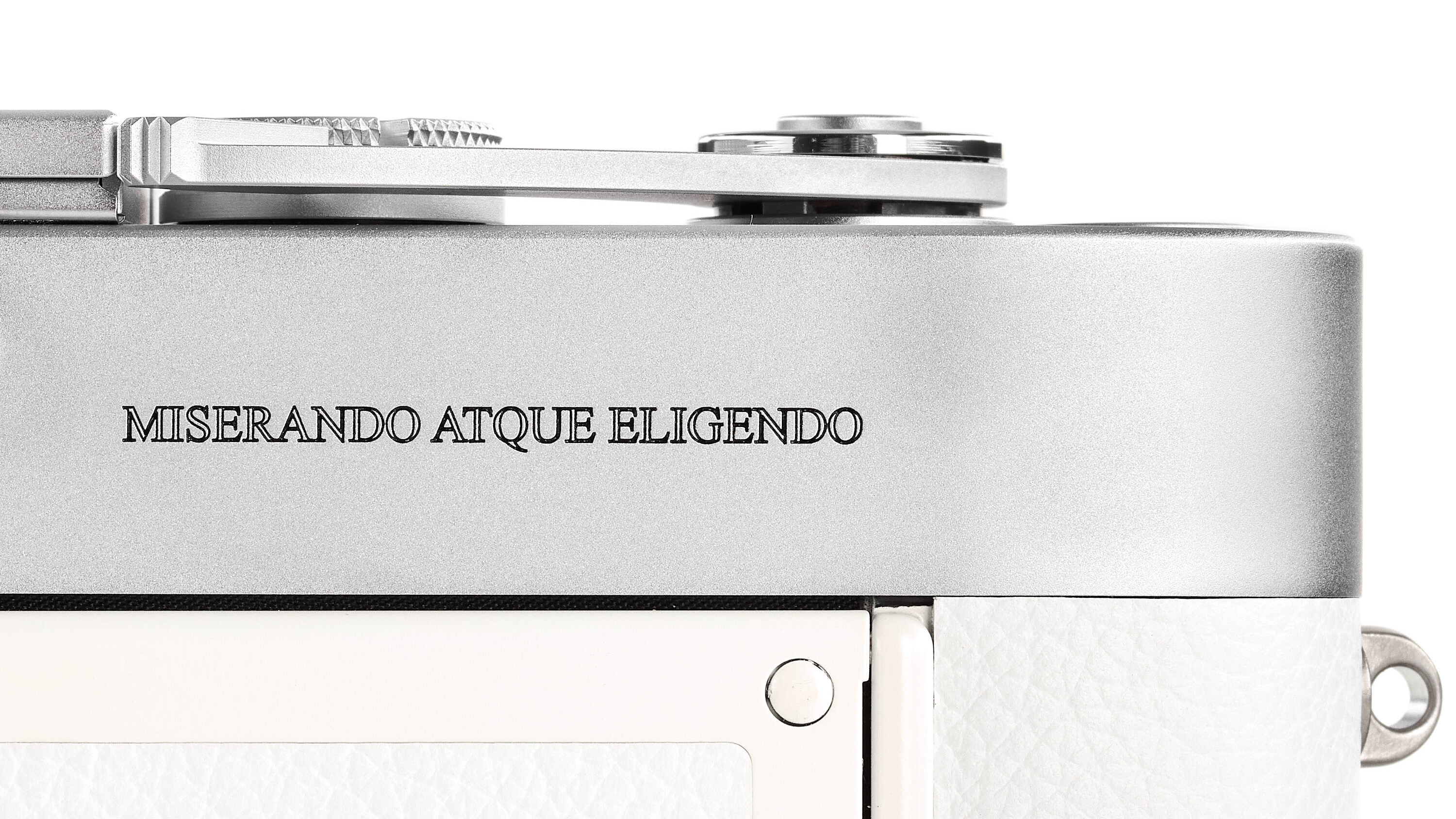 The Leica M-A Pope Francis camera on a white background