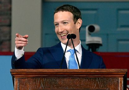 Mark Zuckerberg delivers the commencement address at Harvard. 
