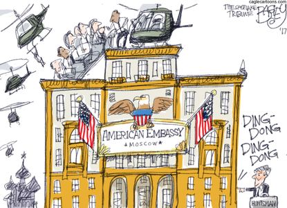 Political cartoon U.S. Russia sanctions Putin expels diplomats Huntsman