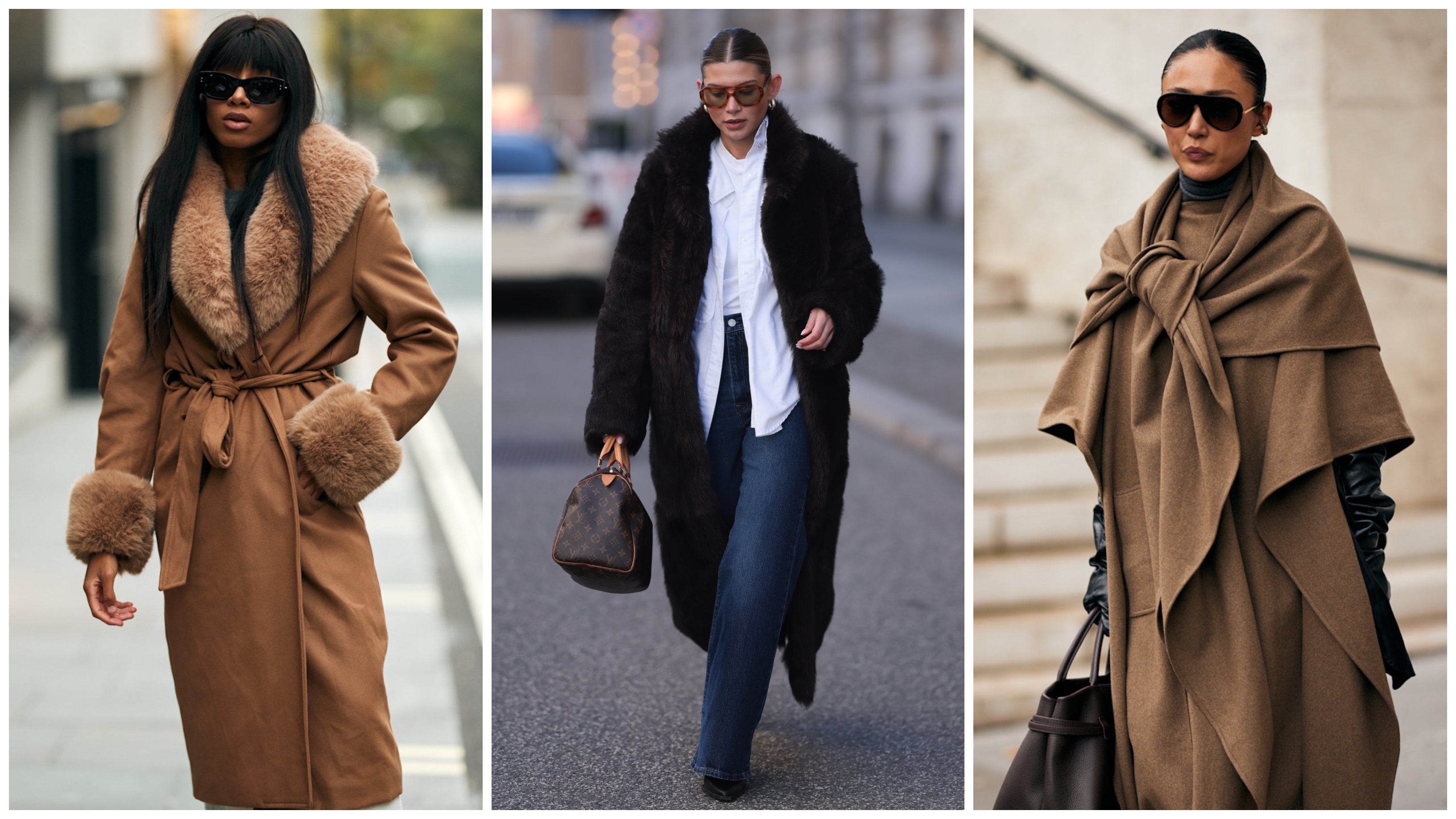 collage of women wearing winter coats and jackets