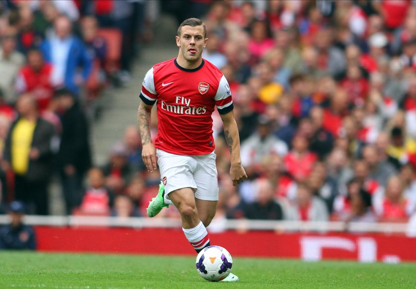 Jack Wilshere in action for Arsenal against Aston Villa, 2013