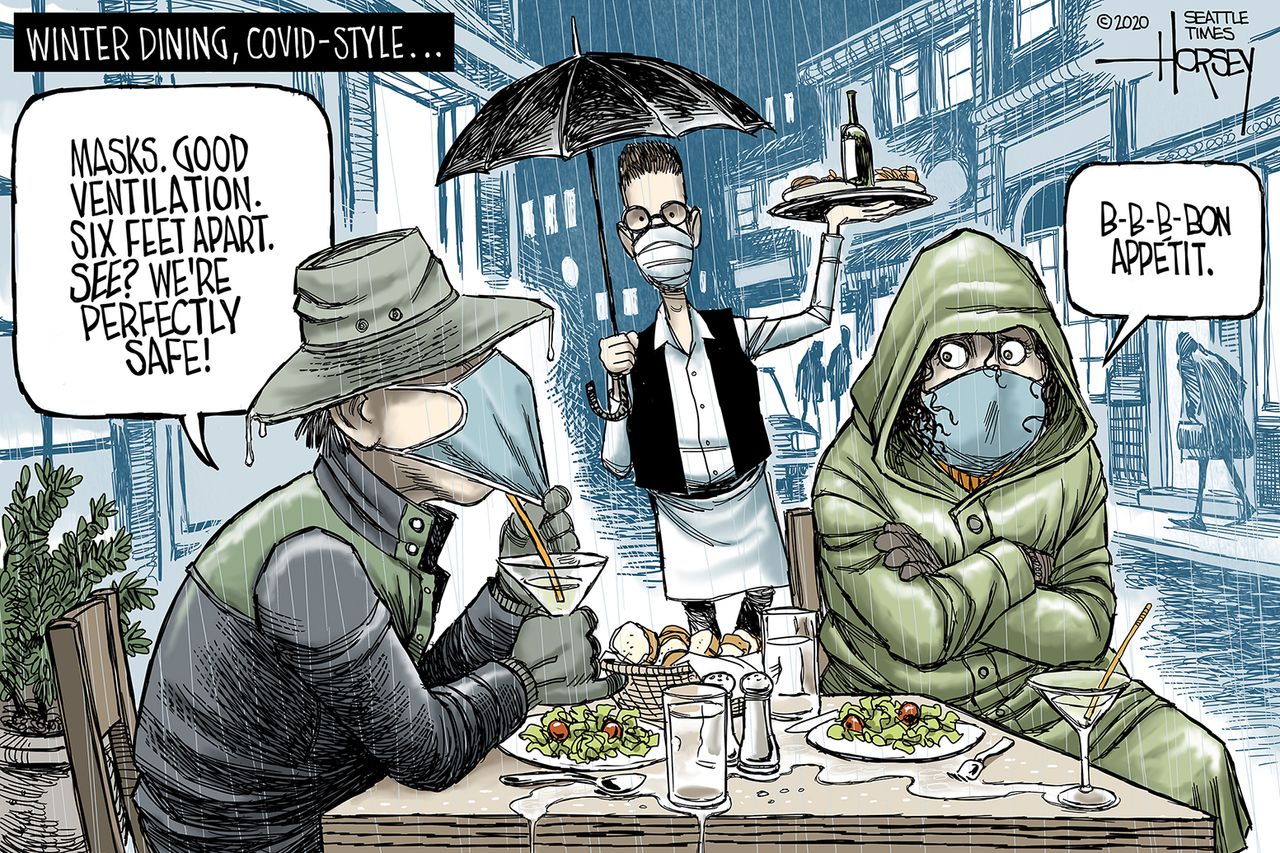 Editorial Cartoon U.S. COVID outdoor dining