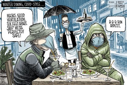 Editorial Cartoon U.S. COVID outdoor dining