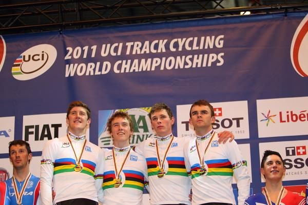 The Australians on the team pursuit podium