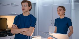 Tye Sheridan and Lily-Rose Depp in Voyagers.