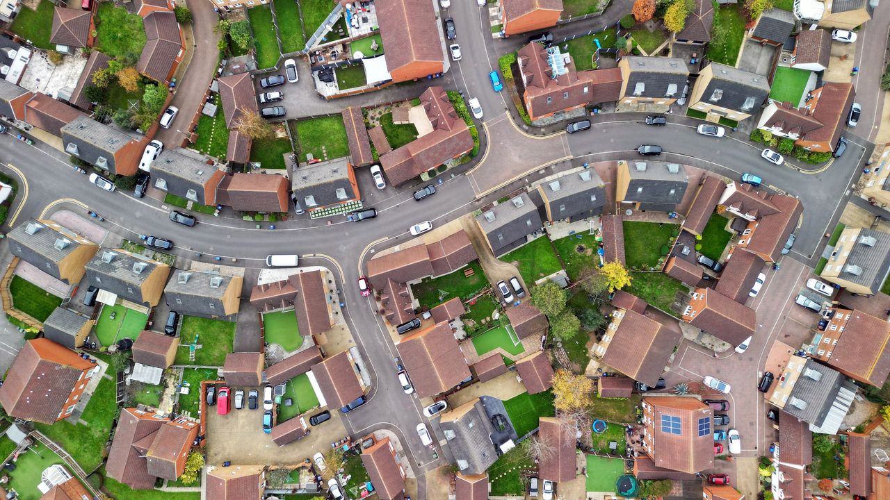 The most expensive street in Britain, symbolised by a residential street with nice houses