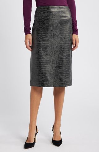 Skimmer Faux Leather Skirt