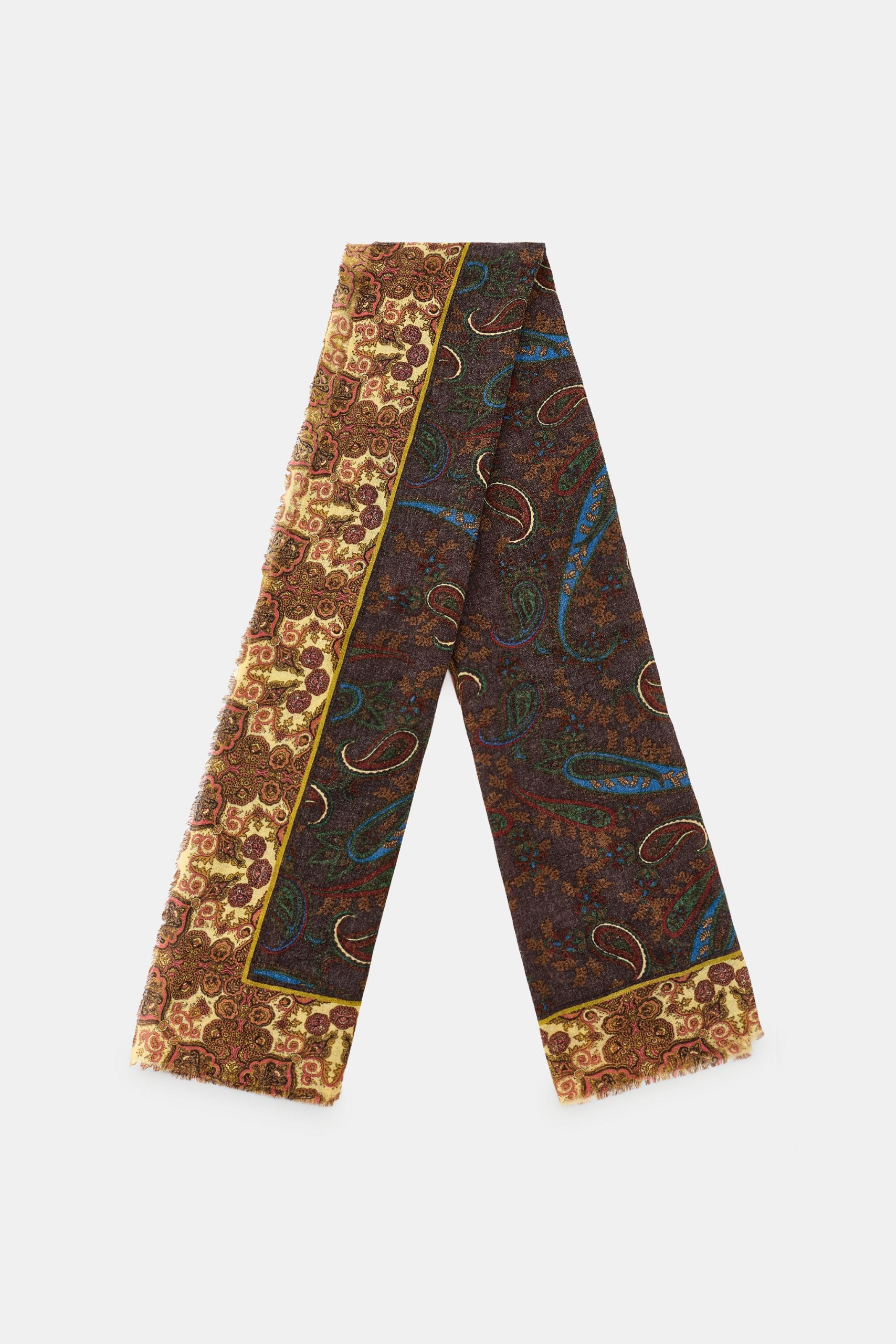 Paisley Print Scarf - Blue - M