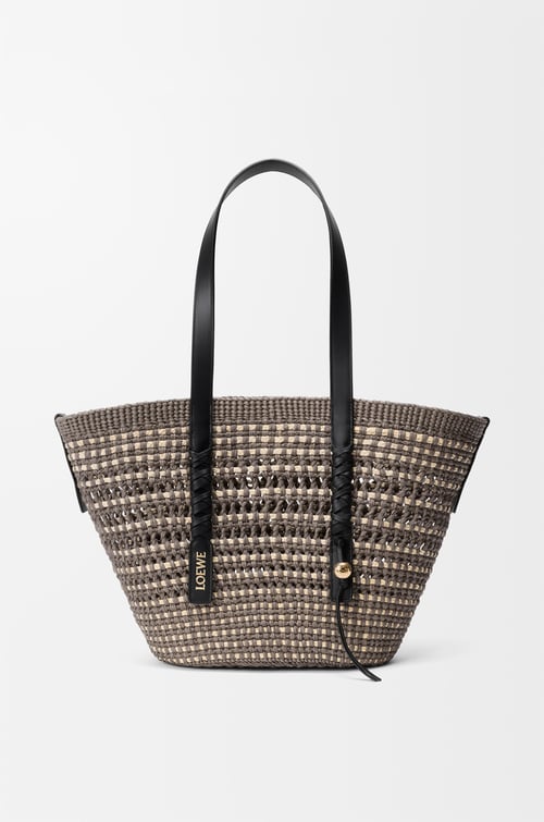 Medium Braid Basket in Iraca Palm and Calfskin