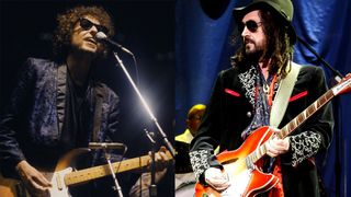 LEFT: Bob Dylan onstage circa 1981. RIGHT: Guitarist Mike Campbell performs with Tom Petty and the Heartbreakers at the Cruzan Amphitheater in West Palm Beach, Florida September 20, 2014