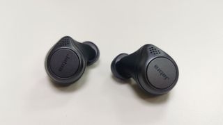 Jabra Elite Active 75t earphones review: the earbuds pictured on a flat surface